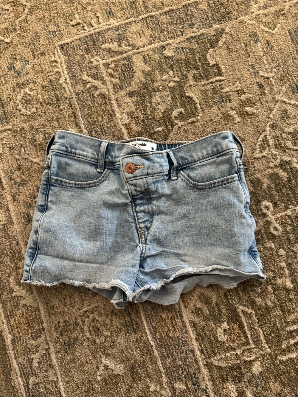 abercrombie kids light blue denim cutoff shorts